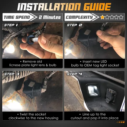 Vista 3 de HERCOO Luces de Placa de Matrícula Lente de Lámpara Clips Negros Carcasa Compatible con Dodge Ram 1500 2500 3500 2003-2018 Camioneta Pickup Escalón