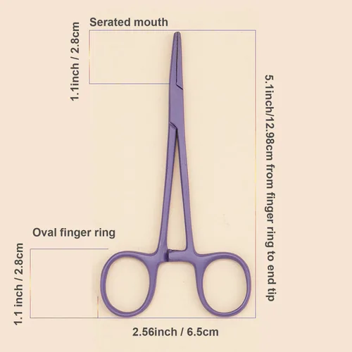 Vista 3 de Extractor de pelo de orejas y nariz para mascotas, recto y curvado, de acero inoxidable, pinzas de bloqueo de hemostato para el hogar, herramienta