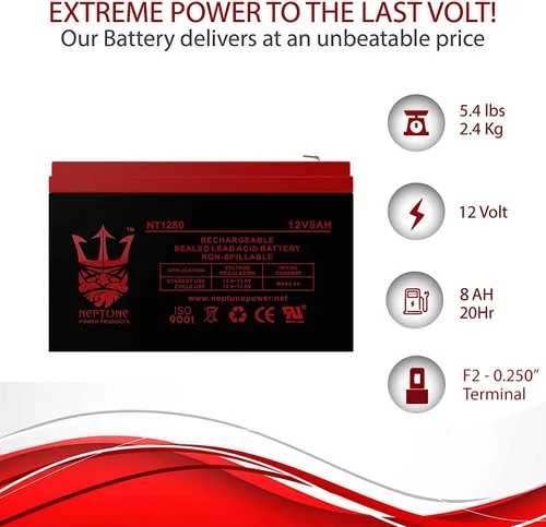 Vista 6 de Batería SLA de repuesto 12V 8Ah F2 para Duracell DURA12-8F