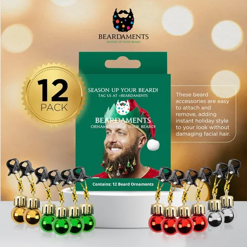 Vista 6 de Beardaments Paquete de luces y adornos para barba: las 16 luces originales para barba y 12 adornos para barba