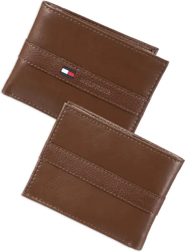 Vista 2 de Tommy Hilfiger Cartera de cuero genuino para hombre con múltiples ranuras para tarjetas