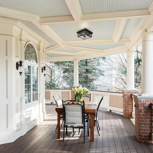 Vista 6 de CALOKES Lámpara de techo con sensor de movimiento de montaje empotrado para exteriores, diseño industrial atemporal con vidrio transparente sembrado