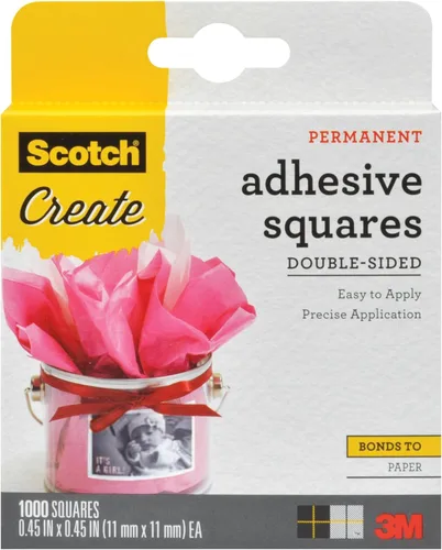 Scotch - Cuadrados adhesivos, cinta adhesiva de doble cara permanente para manualidades, arte, envoltorios de regalo y más, 1,14 cm x 1,14 cm,