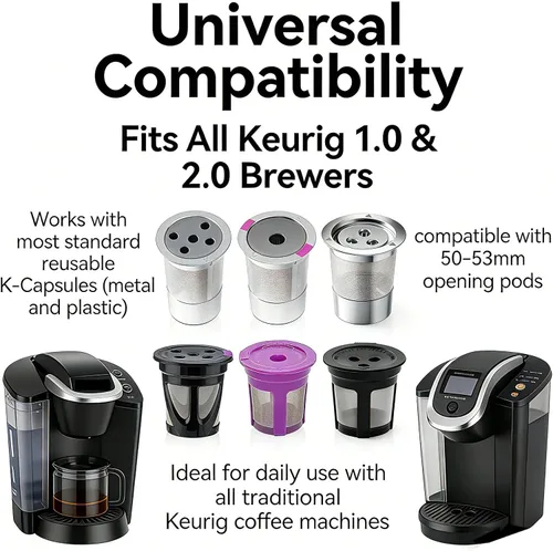 Vista 4 de Kit de recarga reutilizable de K Cup: cuchara de café de metal y relleno de café de aluminio, diseñado para llenar café en cápsulas K 1.0/2.0