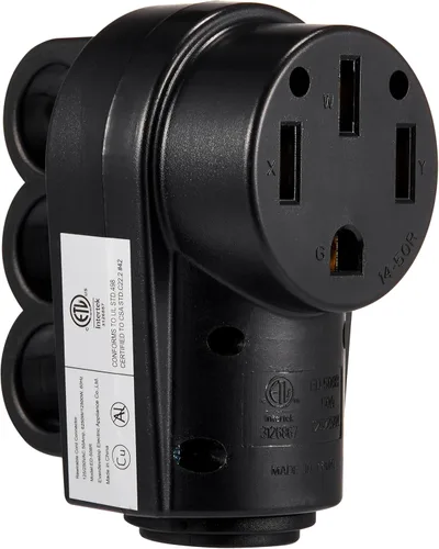 Vista 6 de Enchufe RV de 50 amperios, NEMA 14-50P 125/250 voltios, enchufe macho de repuesto resistente con asas ergonómicas para RV, EV, cable generador