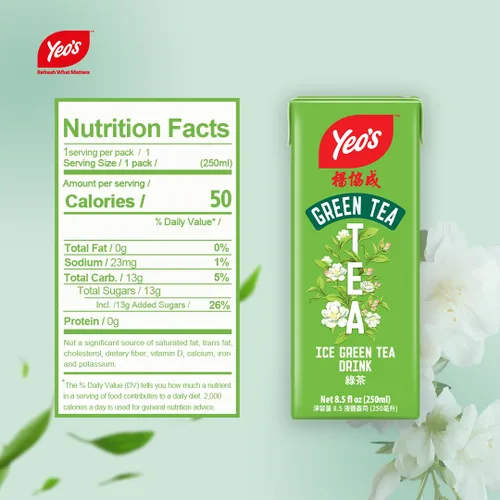 Vista 2 de Yeo's Bebida de té verde helado, 8.5 onzas (paquete de 24) cajas de cartón, sin aditivos artificiales, llena de antioxidantes y minerales, extracto