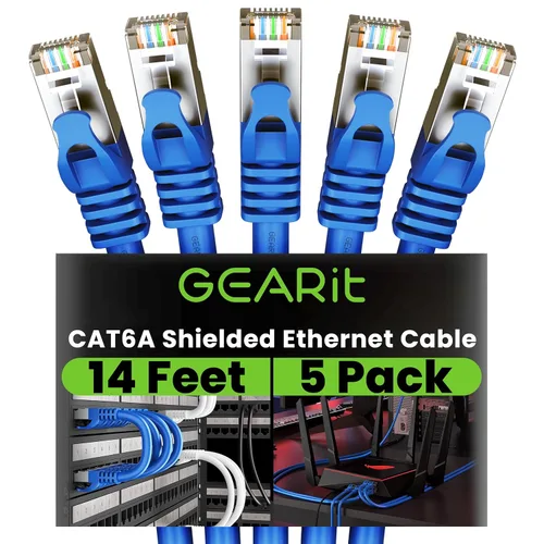 Vista 17 de GEARit Cable Ethernet Cat6A (30 pies, negro) SSTP blindado sin enganches de 10 Gbps, cable Ethernet blindado SFTP, 26AWG 4 pares de cables Cat6