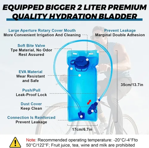 Vista 2 de Hydration Backpack with 2pcs 2L Water Bladder, Lightweight Water Backpack for Hiking, Hydration Vest with 2pc Wrist Braces and 1pc Head Band for