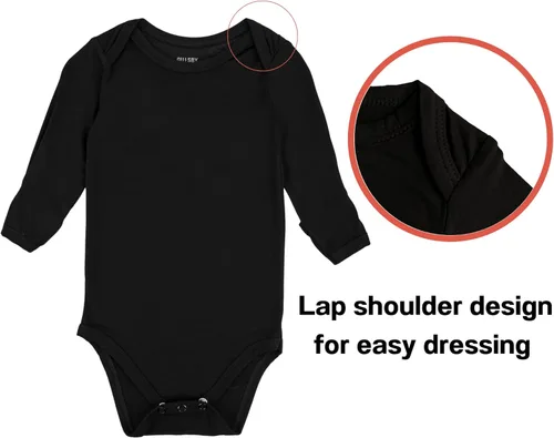 Vista 3 de Body de bebé con puños de manopla, body de bambú, pijama de manga larga para niño y niña