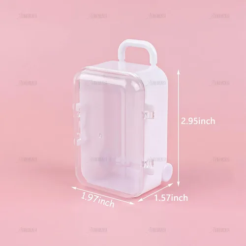 Vista 2 de AUEAR, Paquete de 4 mini maletas de plástico para dulces, caja de regalo de recepción, estuche de viaje para decoración de bodas