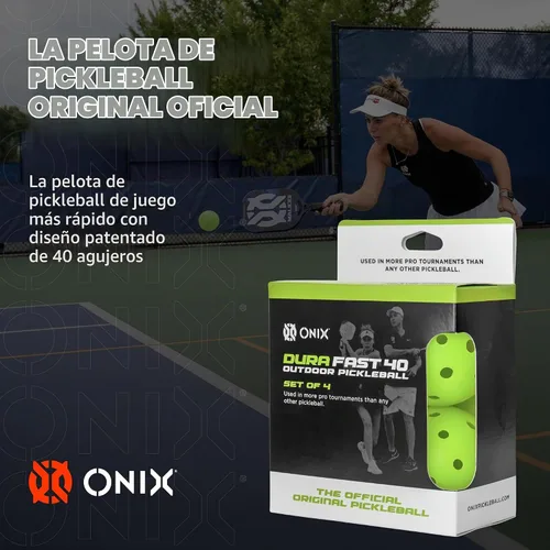 Vista 5 de Onix Pelotas de pickleball para exteriores - Pure 2 y Dura 40 Dura 40 - Paquete de 4 - Verde neón