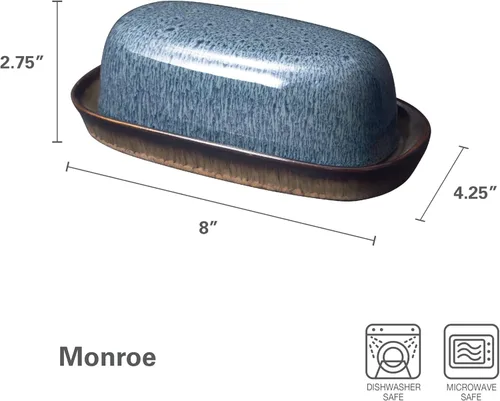 Vista 2 de Pfaltzgraff Plato de mantequilla cubierto azul Monroe, 8 pulgadas