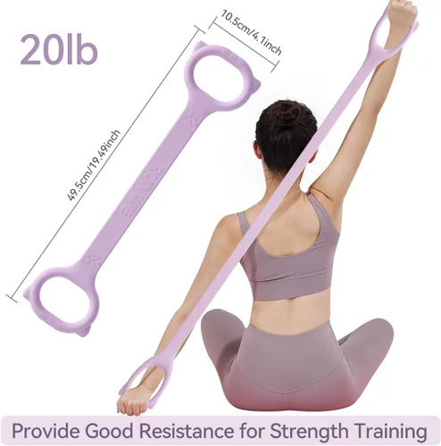 Vista 2 de Figure 8 Workout Resistance Band - 3 Elasticities Optional 20 30 40lb, Thicker Durable Arm Back Shoulder Exercise Elastic Rope Yoga Straps Pilates