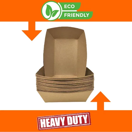 Vista 3 de Mr Miracle Bandejas de papel para alimentos, papel kraft. Mini (1/4 lb). Paquete de 100, botes desechables y reciclables. Para condimentos