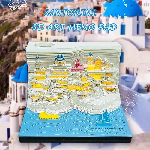 Vista 3 de Bloc de notas 3D para árbol de Navidad con luz, bloc de notas kawaii antiadherente, notas adhesivas 3D, bloc de notas de arte tridimensional