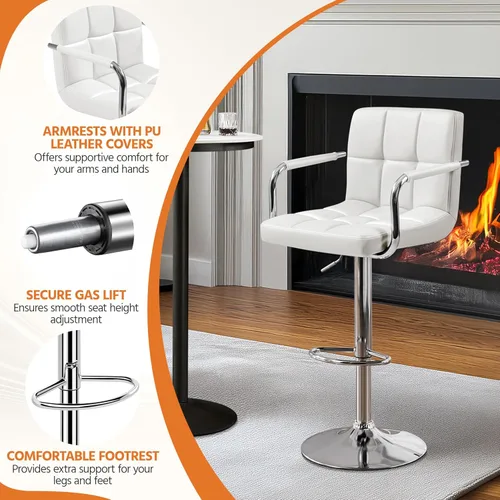 Vista 67 de Yaheetech - 4 taburetes de bar ajustables para mostrador de cocina, taburetes de bar/mostrador, silla de comedor giratoria hidráulica de piel Marrón