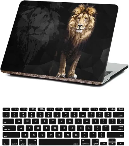 Funda protectora para MacBook Air 2024 2023 de 15 pulgadas M2 M3 Retina/Touch ID A2941 A3114, carcasa rígida de plástico negro para laptop y León 801