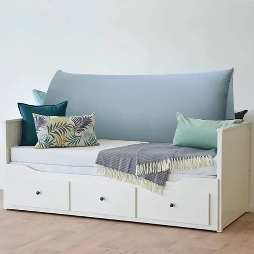 Vista 6 de WOWMAX Almohada de cuña para cabecera de cama de día, con funda extraíble, terciopelo, sin botones, color gris, tamaño California King