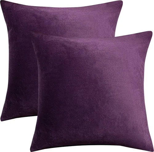 Vista 13 de BEDSUM Juego de 2 fundas de almohada cuadradas decorativas de terciopelo, lujosas, fundas de cojín europeas de 18 x 18 pulgadas, fundas de almohada