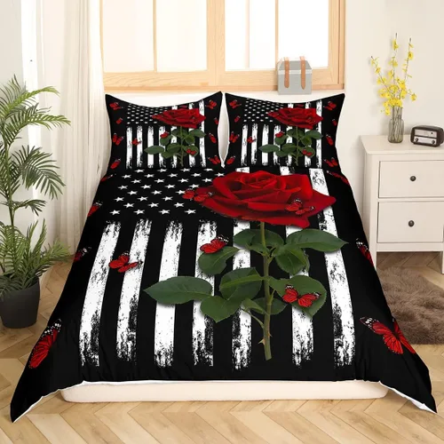 Vista 14 de Juego de ropa de cama estampada con diseño de perro y mi lado, tamaño King, diseño de pareja, color negro y blanco, juego de ropa de cama de perro