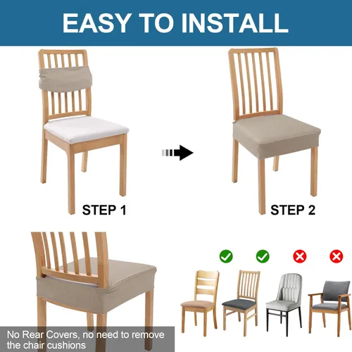 Vista 5 de Smiry Juego de 4 fundas de asiento impermeables para sillas de comedor, tela jacquard elástica, extraíble y lavable, fundas protectoras de asiento