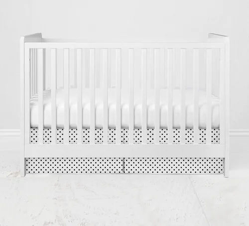 Vista 10 de Bacati - Falda de cama Mix N Match Pin Dots para cuna/niños pequeños con volantes de polvo (rojo)