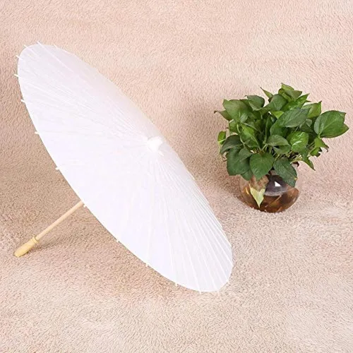 Vista 8 de Paraguas de papel con mango de madera, paraguas a granel para decoración de bodas, 32 pulgadas, paquete de 10