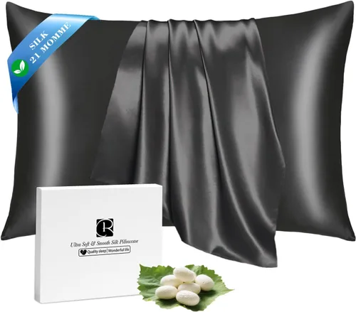 Vista 18 de Ravmix Fundas de almohada de seda con cremallera, de seda de morera de 21 momme para la salud del cabello y la piel, funda de almohada suave, lisa