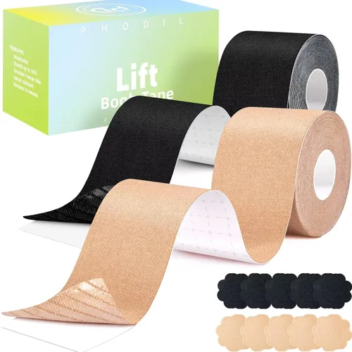 Boobytape para levantamiento de senos 2 piezas, cinta adhesiva para senos grandes, cinta corporal invisible para realce, kit de cinta para senos