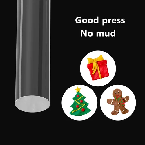 Vista 4 de AUGSUN Rodillo de arcilla acrílica, rodillo redondo acrílico, barra de arcilla rodante, arcilla transparente, arte artesanal, herramienta de arcilla