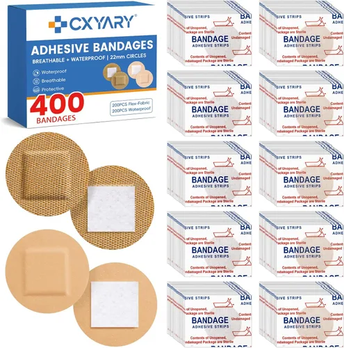 CXYARY 400 vendajes redondos, vendaje de tela y vendaje impermeable sin látex, utilizado para tratamiento de emergencia y cuidado de heridas en la
