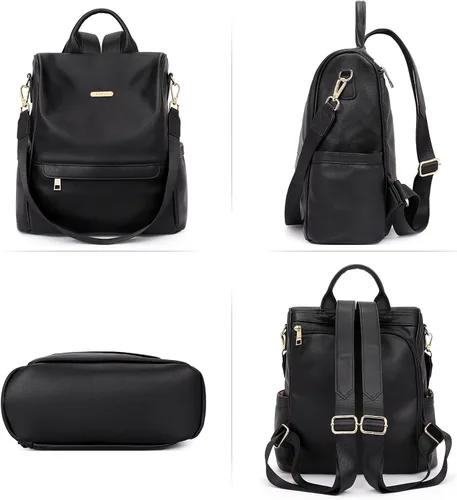 Vista 6 de CLUCI - Bolso de hombro tipo mochila de cuero para mujer diseño grande y a la moda para viajes