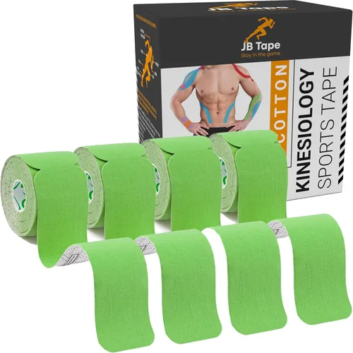 Vista 12 de JB Tape - Cinta de kinesiología – 80 tiras precortadas de 10 pulgadas – Beige – Elástica, sin látex, resistente al agua – Soporte muscular