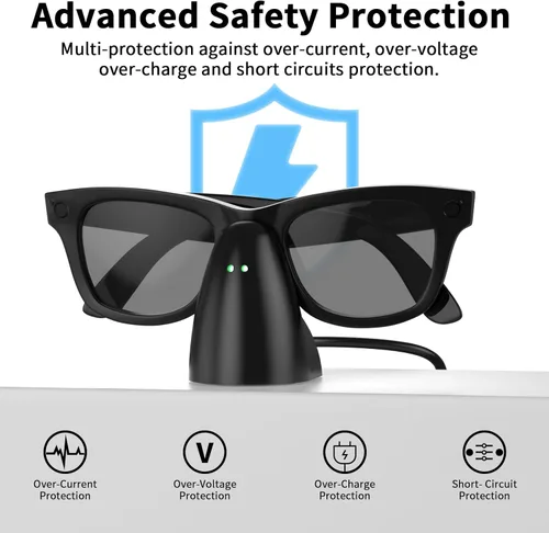 Vista 4 de Soporte de carga compatible con gafas inteligentes RayBan Meta, base de carga portátil para Wayfarer, Headliner y Skyler con cable USB-C de 59
