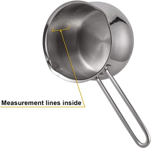 Vista 2 de TIKUSAN Cacerola de acero inoxidable para leche, hecha en Japón, calentador de mantequilla, con mango resistente al calor, olla para hornear queso