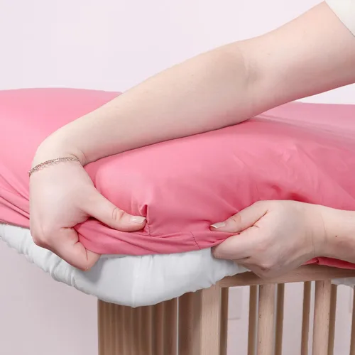 Vista 6 de The Peanutshell Sábanas de cuna para niñas, juego de sábanas ajustables para cama de bebé, colchón de cuna de tamaño estándar, 52 x 28, decoración