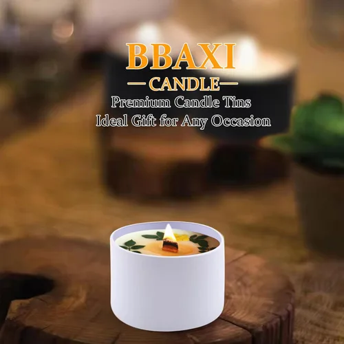 Vista 7 de BBAXI Latas de velas blancas de 4 onzas, 24 piezas, lata de vela vacía negra con tapas para hacer velas caseras, frascos de velas blancas mate