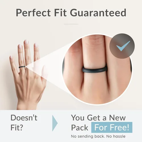 Vista 2 de ThunderFit - Anillos de silicona para mujer, delgados, apilables, complemento, alianzas de boda de silicona, 332 pulgadas (2.5 mm) de ancho y 564