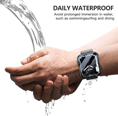 Vista 5 de Roity - Funda impermeable 2 en 1 con protector de pantalla de vidrio templado para Apple Watch Series 8 Series 7 de 1.772 in, cubierta protectora