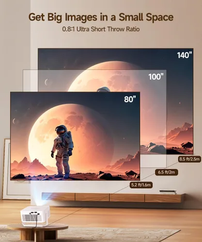 Vista 5 de Magcubic HY300GT - Miniproyector con WiFi y Bluetooth, proyector portátil inteligente compatible con 260 ANSI y 2K, enfoque automático y corrección