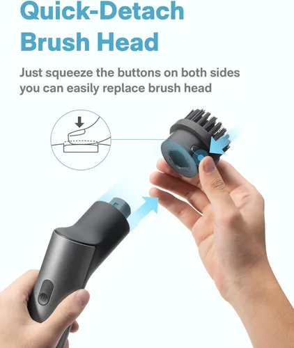 Vista 9 de HOTO Cepillo giratorio eléctrico inalámbrico, IPX7, cepillo de limpieza de baño impermeable de cuerpo completo, máximo 22 in-lb, cepillo de ducha