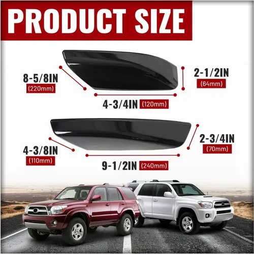 Vista 3 de ECOTRIC 4 piezas de cubierta de extremo de riel de techo compatible con Toyota 4Runner SW4 N210 2003-2009 negro cubierta de barra de riel de techo