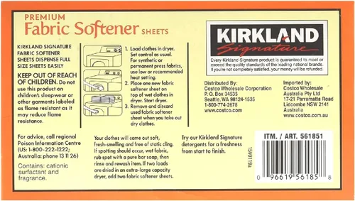 Vista 2 de Kirkland Hojas suavizantes de tela de firma, aroma refrescante, 250