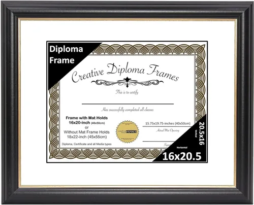 Vista 51 de Creative Picture Frames Marco de diploma Rockefeller de 6 x 8 pulgadas, color negro con borde dorado, muestra un certificado de 6 x 8 pulgadas u