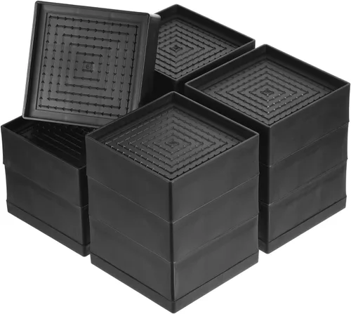 Vista 12 de uxcell Elevadores de cama, 4 piezas, elevadores de muebles de 1.5 pulgadas, elevador de sofá cuadrado ajustable con alfombrilla antideslizante