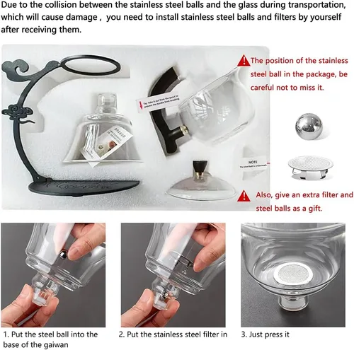 Vista 3 de Lazy Kungfu - Tetera de goteo resistente al calor, juego de tetera de vidrio semiautomática para flujo de agua magnético, juego de tetera de vidrio