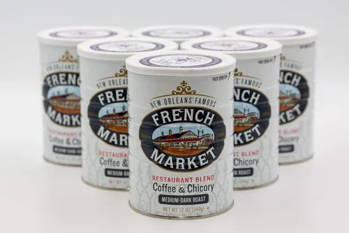 Vista 3 de French Market Coffee & Chicory Restaurant Blend Café molido tostado medio oscuro, lata de 12 onzas (paquete de 6)