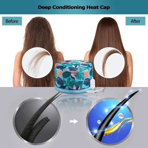 Vista 3 de VICARKO Vaporizador térmico para el cabello, con tapa térmica Cable Extendido para acondicionar profundamente el cabello negro natural, tratamiento