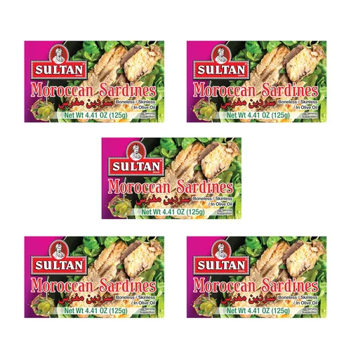 Vista 20 de Sultan Sardinas marroquíes de temporada en aceite de oliva, 100% natural, altas proteínas, sin aditivos, sin conservantes, paleo, carnívoro, apto