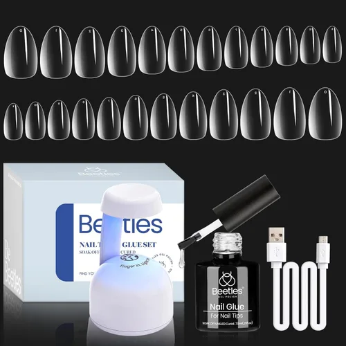 Vista 112 de Beetles - Gel de pegamento de uñas 9 en 1 para puntas de uñas y uñas acrílicas transparentes de larga duración, pegamento de extensión UV